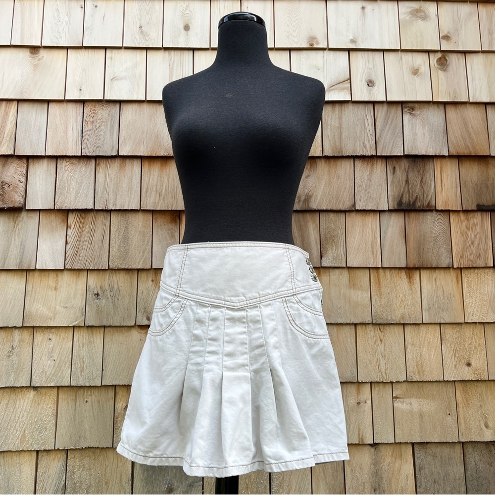 Y2K VTG GAP JEANS Pleated Khaki Denim Mini Skirt, 8
